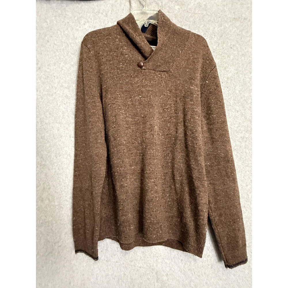 Jos. A. Bank 1905‎ Sweater Mens Large Brown Wool Nylon Shawl Collar Pullover